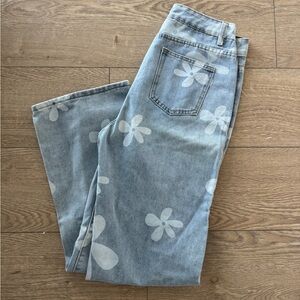 Jeans with White Flowers